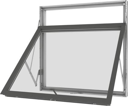 VELFAC 200 + Edge Vändbart fönster Fönstret öppnas genom att handtaget vrids upp till vågrätt läge. Fönsterbågen skjuts sedan utåt.