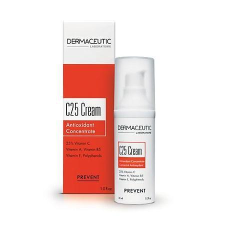 Cream C25 Antioxiderande koncentrat Försämrad spänst Ojämn hy Ansiktsföryngring Serum C25 innehåller en banbrytande formula med antioxidanter som effektivt motverkar fria radikaler och ger ett skydd