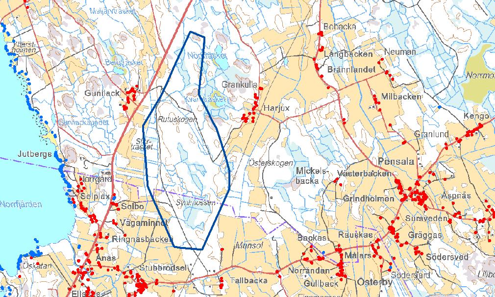 6 (17) De närmaste bostäderna befinner sig ca 1 km från planeringsområdet.