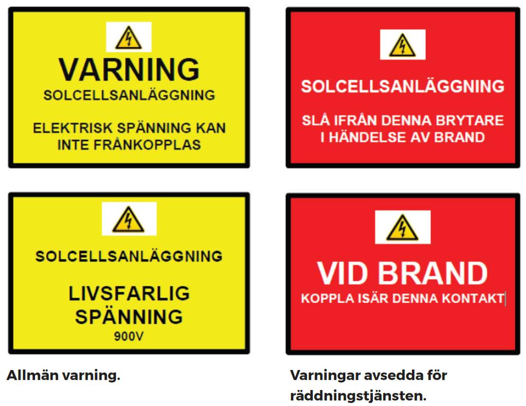 Figur 6. Exempel på varselskyltning för solcellsanläggning. 16. Planeringsverktyg Många hjälpmedel finns som den solcellsintresserade själv kan använda sig av. Nedan listas ett urval.