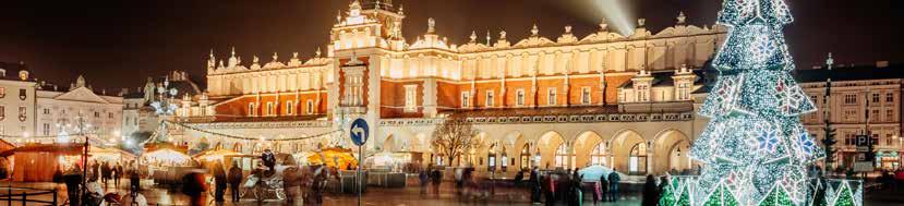 6 dagar 3 975:- Kraków & Wroclaw julmarknad Polens vackraste stad Kraków ligger vid floden Wisla och har en välbevarad medeltida stadskärna som finns med på Unescos världsarvslista.