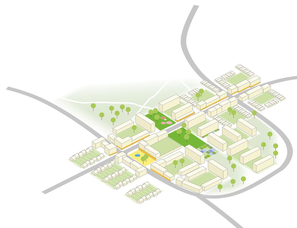 Utvecklad tyngdpunkt i enlighet med strategin Tillförda stadskvaliteter i form av nya