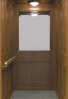 MEDIUM Modern hisskorg med liggande väggpaneler i laminat. Passar för bostäder och kontor.