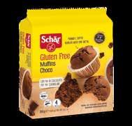 Muffins Choco, 260 g (4 x 65 g) ENERGI kj 1864 kcal 447 26 g 5,0 g 44 g 25 g 5,8 g 5,8 g 0,59 g Ingredienser: ägg, solrosolja/-olie, socker/ sukker, rismjöl, choklad 11% (socker/sukker,