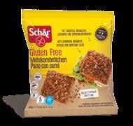 Mehrkornbrötchen - Pane con semi, 250 g (5 x 50 g) ENERGI kj 1241 kcal 296 11 g 1,3 g 38 g 2,3 g 8,0 g 7,3 g 0,75 g Ingredienser: surdeg 20% (rismjöl, vatten/ vann), majsstärkelse/maisstivelse,