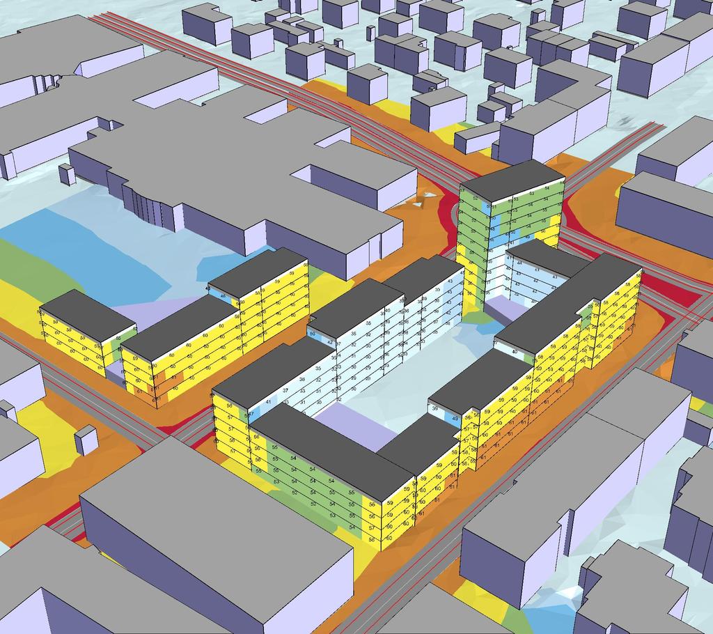 3D-vy från SO, prognosår 2030 30 km/h på Kanalgatan EKVIVALENT LJUDNIVÅ