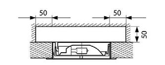 Om trafo ska placeras i bänkskåp, måste VP-rör i väggen användas. OBS! Max 10W lampa vid montering i 18 mm skåpbotten.
