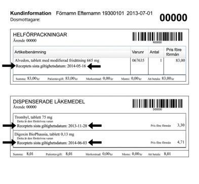 Nästa dosrulle kommer bara att innehålla de kvarvarande dagarna på receptet på grund av att det går ut under perioden I påminnelsen för dosdispenserade läkemedel anges stopptid för produktion.