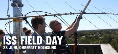 ISS Field-day på Omberget Petter SA2PKA SA2BLV och SM2OAE riggar YAGIantennen uppe i utsiktstornet på Omberget i Holmsund. Söndagen den 28 juli arrangerades en Field-day på Omberget i Holmsund.