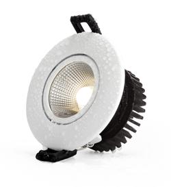 WHITE LENS: 7W, 820LM DIM, 2700K eller 3000K, vit lins, Ra90 trailing edge dim & leading edge dim, vinklingsbar för snedtak, COB super LED, 38 graders