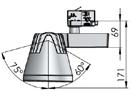 Effekt: 33W 850mA Ljusflöde (chip): 3350lm Spridningsvinkel: 15 / 28 / 35 LED-spotlight tillverkad i pulverlackerad aluminium med passiv kylning.