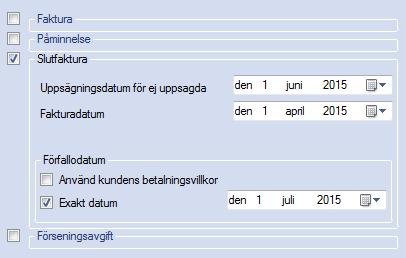 EconExact Manual - Fakturering varje påminnelse är att en påminnelseavgift har valts för respektive kund och detta beskrivs närmare under kapitlet "Kund".