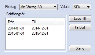 EconExact Manual - Bokföring Bokföringsår Eftersom programmet inte används till bokföring utan enbart för att skapa exporterbara verifikationer för andra bokföringsprogram är det inte nödvändigt att