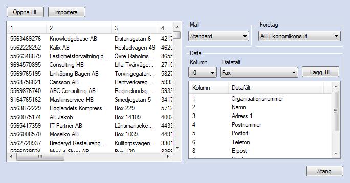 EconExact Manual - Import Figur 56. Funktionen för import möjliggör enkel import av alla kunder och artiklar för att enkelt och snabbt kunna komma igång. Importera kunder från en tabell-fil: 1.