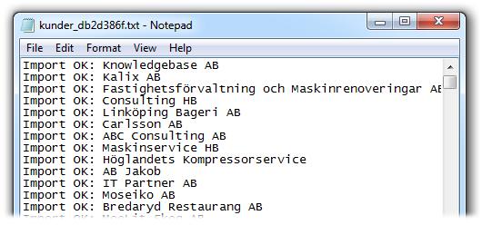 EconExact Manual - Import Figur 57. Resultatet från importen lagras i en temporär fil och kan granskas efter importen.