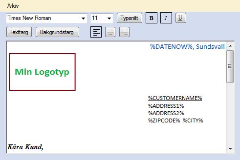 EconExact Manual - Textdokument med redigeringsverktyg. Detta verktyg är av enklare sort och innehåller de mest grundläggande funktionerna såsom typsnitt, textfärg o.s.v. Figur 81.