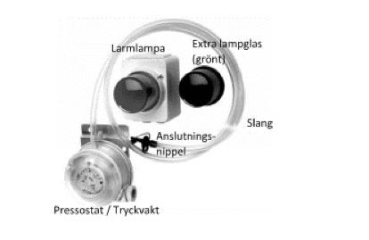 SIDA 12 VENTILERAT GOLV FRÅN SUBFLOOR 2018-06 7 ) LARM- /FLÄKTVAKT GOLVVENTILATION (ART 414433) Montering Montera anslutningsnieln för slangen i fläkten botten, bredvid/mellan stosarna för