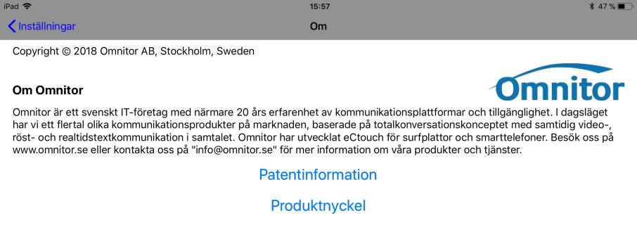 3. Tryck på Produktnyckel 4. Godkänn att alla inställningar försvinner. Dina kontakter kommer att finns kvar då de sparas på ditt Apple ID/iCloud. 5.