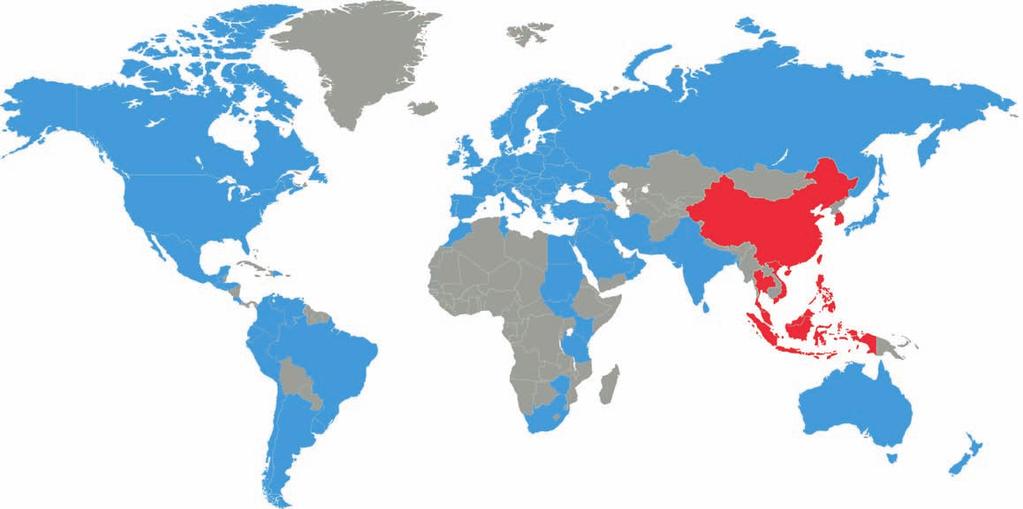 Inom Pacificområdet i Asien representeras