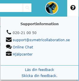6 VAD GÖR JAG OM JAG BEHÖVER HJÄLP? Vid behov av ytterligare hjälp kan du klicka på frågetecknet längst upp till höger i Interaxo, varpå du ges följande alternativ: 1.