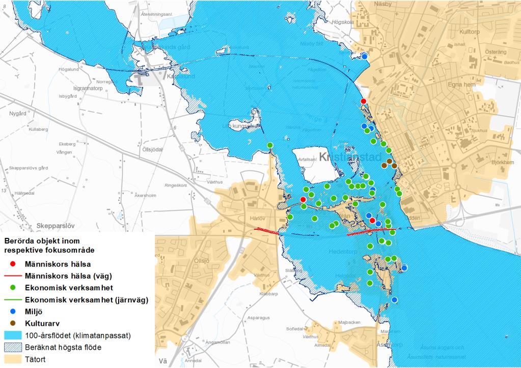 52 4.1.14 Kristianstad/Åhus Kristianstad har identifierats utifrån översvämningsrisk både från havet och från Helge å samt Åhus har identifierats utifrån översvämningsrisk från havet.