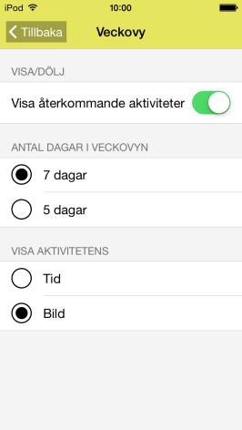 Det är lämpligt att inte välja Visa markering för återkommande aktiviteter om man har många återkommande rutinaktiviteter typ frukost, borsta tänderna etc.