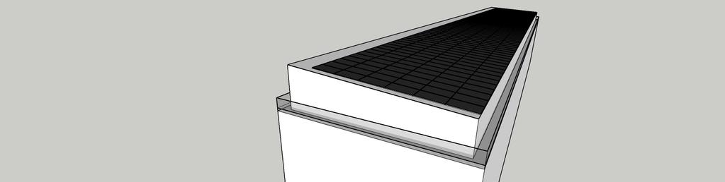 Låglutande pulpettak (5-10 ) Standard solcellsmoduler Servicebalkong runt hela taket VVS-installationer och brandluckor samlas vid nock och/eller ny fasad Figur 4.