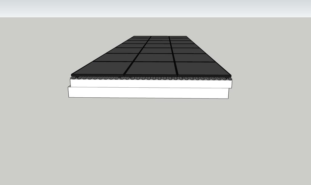 Standard solcellsmoduler Korrugerad plåt Två lager med stålprofiler och isolering Figur 8. Exempel på prefabricerat takelement med förmonterade solceller.