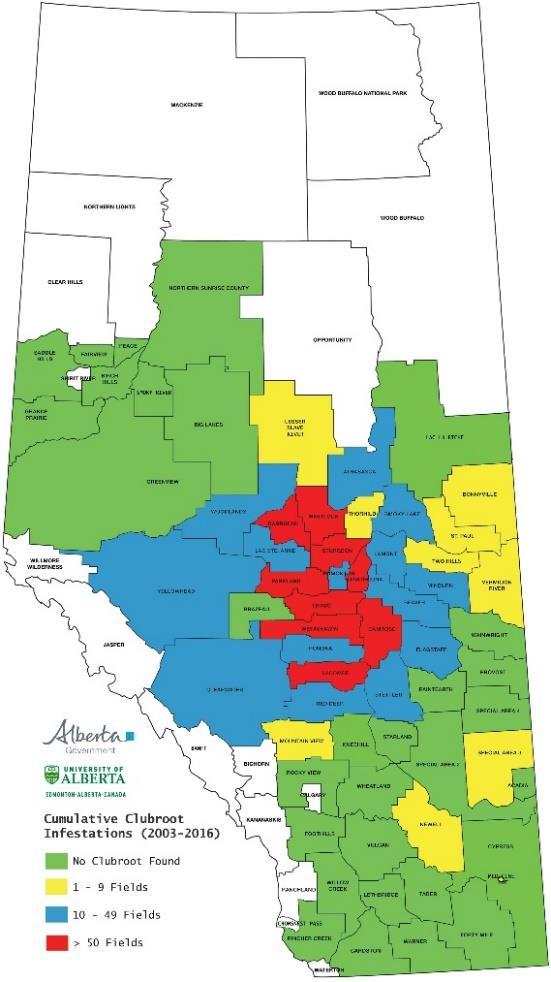 Figur 1. Klumprotsjuka i Alberta (Statistics Canada, 2017).