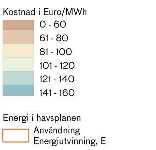 Planeringsbehovet av områden som har förutsättningar att bidra med förnybar elproduktion i havet bedöms uppgå till motsvarande 50 TWh av den totala produktionen 54.