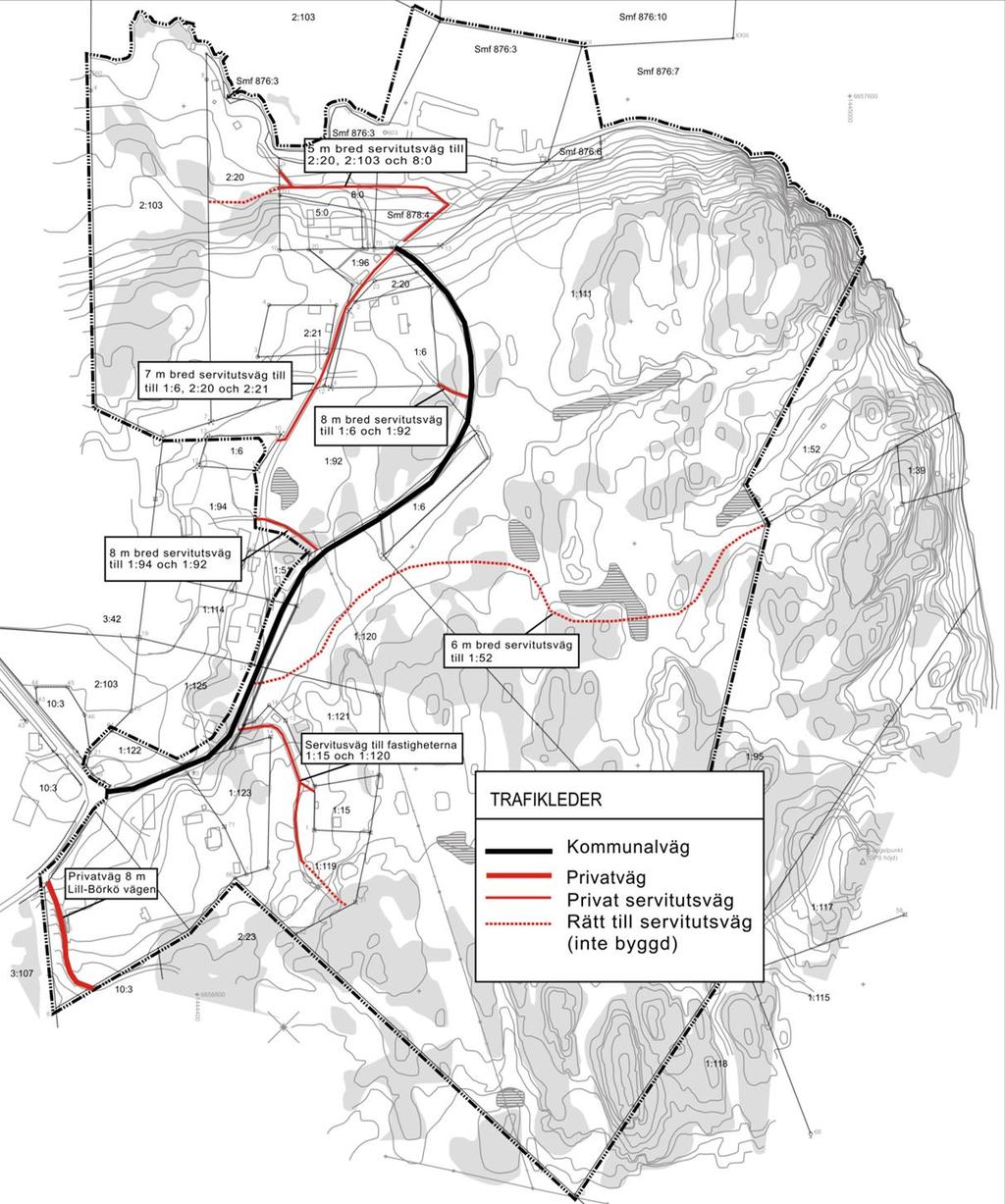 Trafikleder och hamnområden Områdets huvudväg är Norråkersvägen som delar området i två delar. Körbanan är m bred och asfalterad. Själva vägområdet (körbana, diken, vägrenar) är 9 m bred.