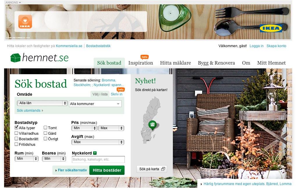 Bostadsmäklaren Hemnet 2 miljoner unika