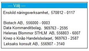 7 Företagslista Engagemangstjänstens resultat, en lista med företagsengagemang skall presenteras för användaren.