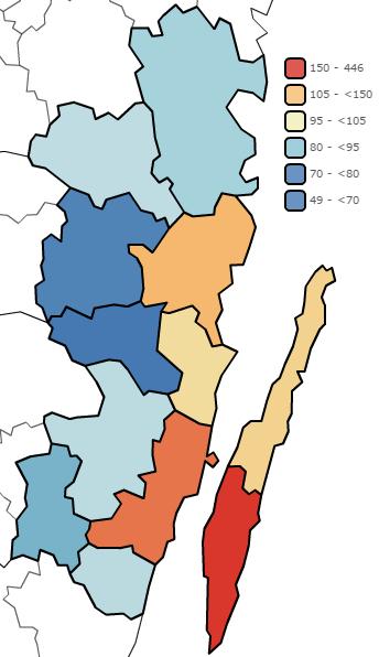 Mörbylångas befolkning år 2015 är ca 150 % av befolkningen år 1968, medan Kalmars befolkning 2015 är ca 130 % av 1968 års nivå. Även Oskarshamn har ökat sin befolkning något.