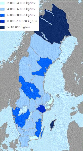 25 Figur 18. Klimatpåverkande utsläpp per län, 2014 Den stora tillverkningsindustrin i Kalmar län medför också att länet har en hög energianvändning per invånare.