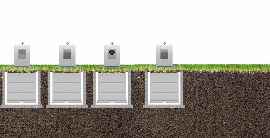 un maximum de stockage MINIMAL YTA, MAXIMAL INSAMLING 6-7 MER UTRYMME Underjordsbehållare är ett perfekt alternativ för avfallsinsamling, särskilt för stadskärnor, tätbefolkade bostadsområden och