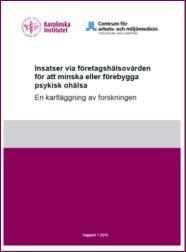 Utbildning kring stress och burnout, avslappningsmetoder, förändra tankemönster, tidsplanering, assertivitetsträning, problemlösning etc Kollegiala samtalsgrupper