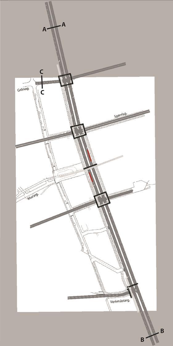 6 (7) 4.3 Färdtider och färdhastigheter längs sträckan. Ur simuleringsprogrammet har färdtider för biloch busstrafiken hämtats för maxtimme FM och EM.