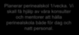 -Dag personalen är positiva Ändrar tiden 14:45 till 14 för att få mer tid. -Natt personal?vill de perinealskola?