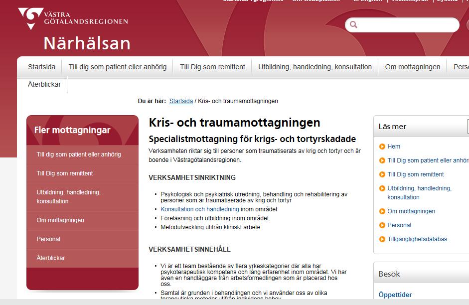 Länkar, tips Kris- och traumamottagningen i Göteborg