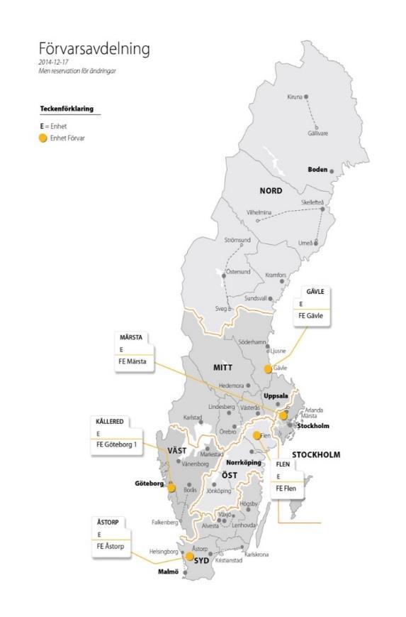 Förvarsverksamheten 367 platser (Gävle, Märsta, Flen,Göteborg och Åstorp) Beslut om förvar kan fattas av Migrationsverket, Polismyndigheten eller domstol.