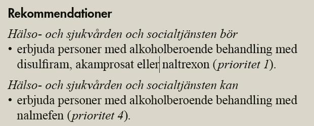 Nationella riktlinjer för vård och stöd vid missbruk och beroende, Socialstyrelsen