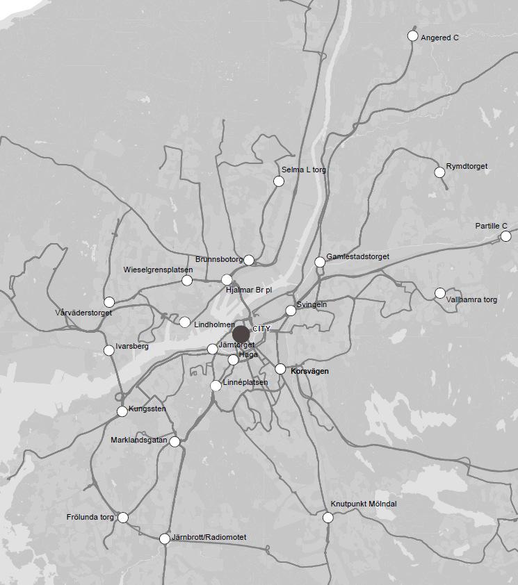 Bud i nuläget Alternativ A2: 45 200 bostäder 10 200 mnkr Delobjekt Norra Älvstranden, centrala delen (kollektivtrafikförbindelse, beräknat spårväg och tunnel) Snabb BRT Mölndal- Kungssten (beräknat