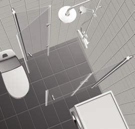 Speciallösningar 2 st vikbara duschväggar som monteras mot
