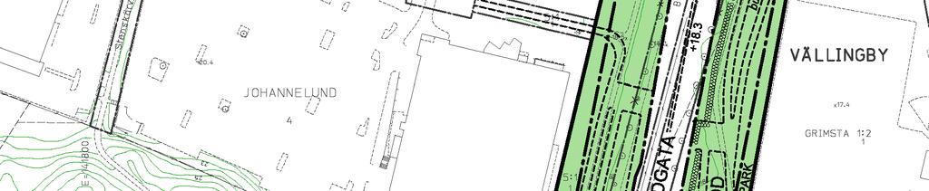 Sida 6 (7) Detaljplan för Vinstamotet. Grovt markerad fastighetsgräns med röd streckad linje.