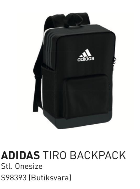 Ryggsäck: Vi vill att alla har var sin Boo FF ryggsäck (Adidas Tiro Backpack). I den har de skor, vattenflaska, regnjacka mm.