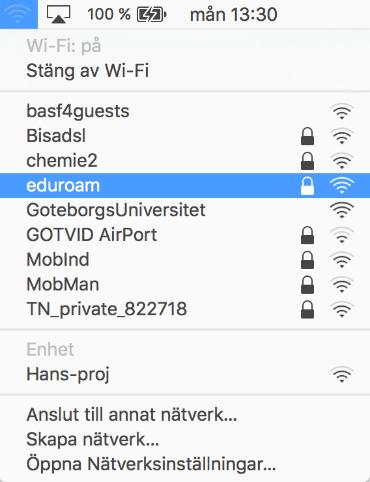 Anslut Mac 1. I menyraden klicka på Wi-Fi. 2.