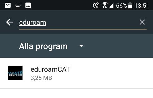 Avinstallera Eduroam applikation 1.