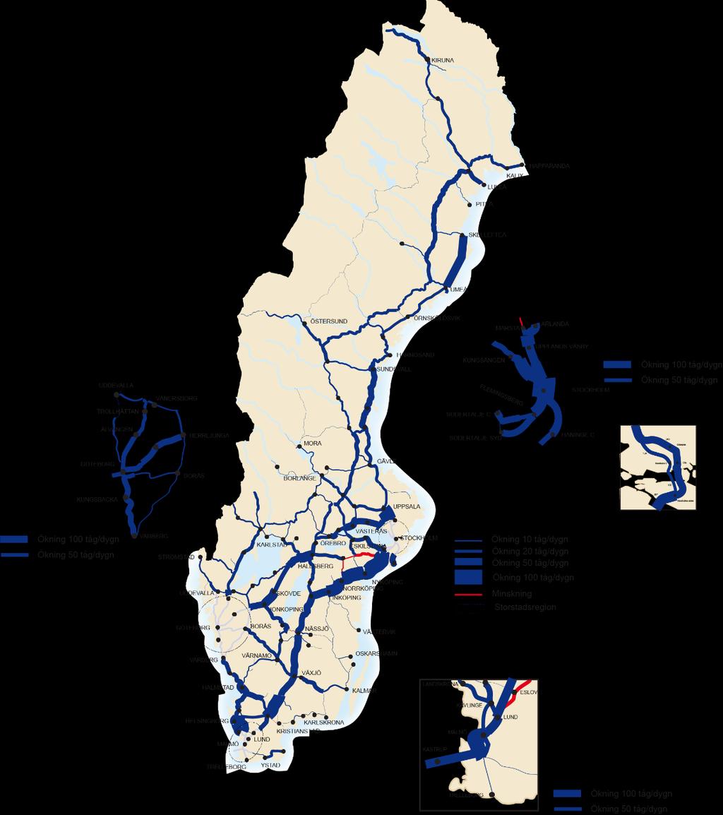 8 Total trafik och kapacitet 8.1 Trafikförändring 2017-2040 Figur 8.1 visar hur den totala trafiken antas förändras mellan 2017 och 2040.