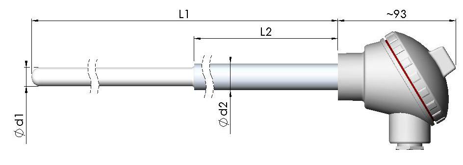 Lagerhållna termoelement TERMOELEMENT K och N modell 8109 000. Yttre skyddsrör av Kanthal AF alternativt 353 MA. Utbytbar Ø 6 mm mätinsats med mantel av Inconel 600. Isolerad mätpunkt.